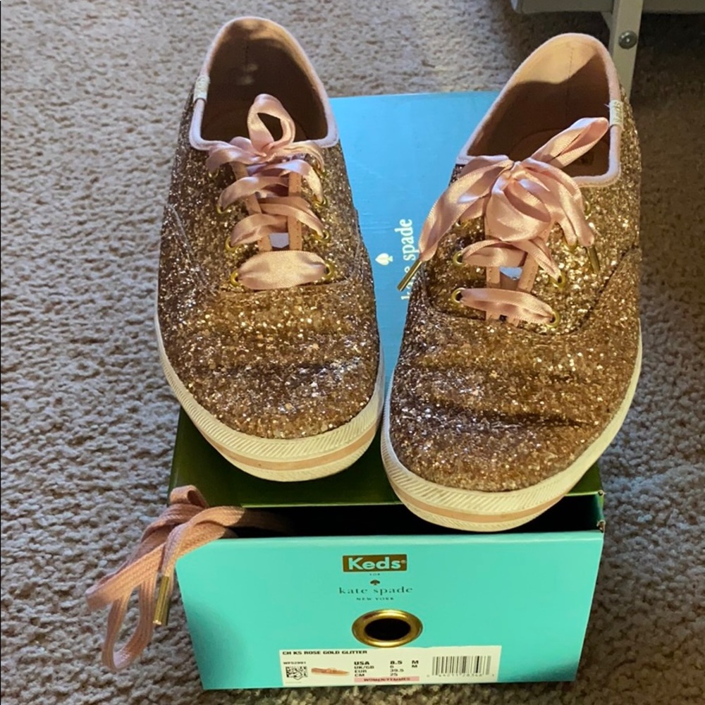 Kate Spade x Keds Rose Gold Glitter sneaker 8.5